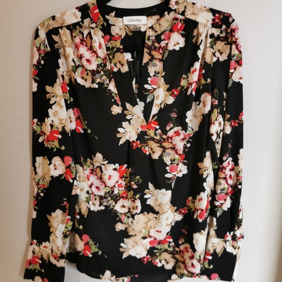 Calvin Klein Satin-y Floral Top - Picture 2 of 2